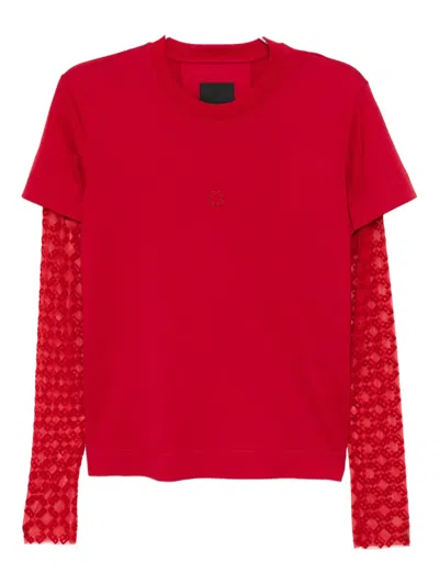 Givenchy Logo-embroidered T-shirt In Red