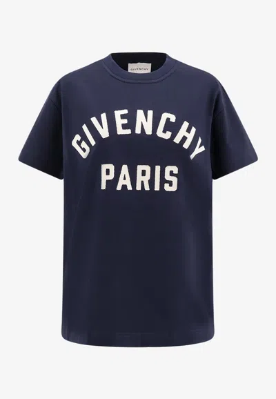Givenchy Logo Embroidered T-shirt In Burgundy
