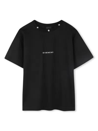 Givenchy Kids' Logo-embroidered T-shirt In Black