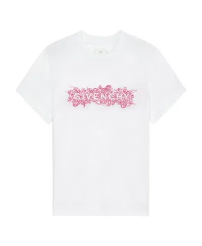 Givenchy Logo Embroidered T-shirt In White
