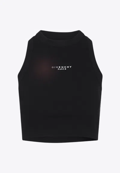 Givenchy Logo Embroidered Cropped Tank Top In Black
