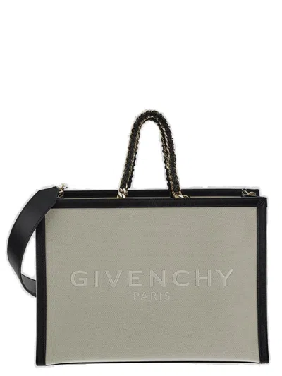 Givenchy Logo Embroidered Tote Bag In Bianco