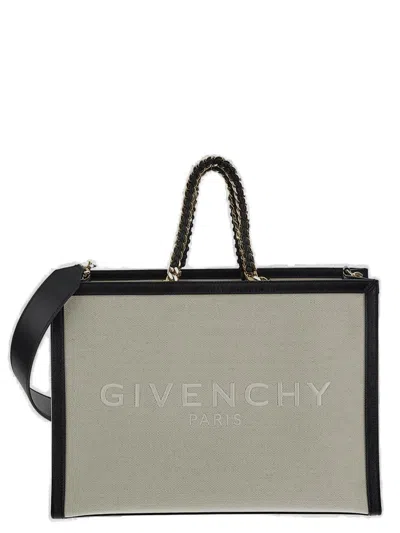 Givenchy Logo Embroidered Tote Bag In Natural Beige