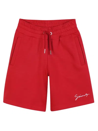 Givenchy Kids' Logo-embroidered Track Shorts In Red