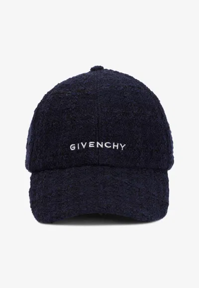 Givenchy Logo-embroidered Tweed Baseball Cap In Blue