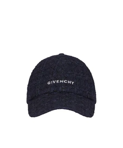 Givenchy Logo-embroidered Tweed Cap In Black