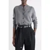 Givenchy Logo Embroidered Wool & Cashmere Cardigan In Gray