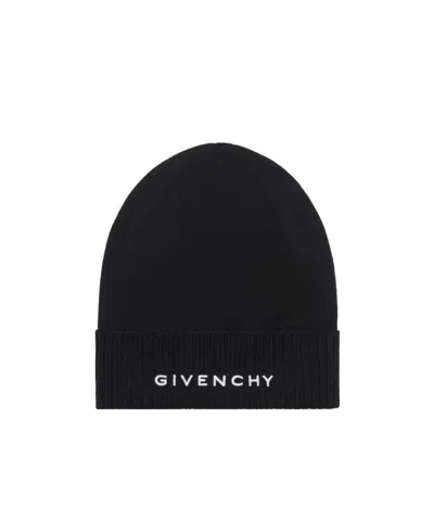 Givenchy Logo-embroidered Wool Beanie In Black