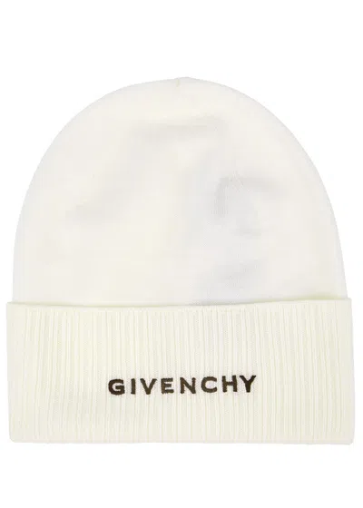 Givenchy Logo-embroidered Wool Beanie In Neutral
