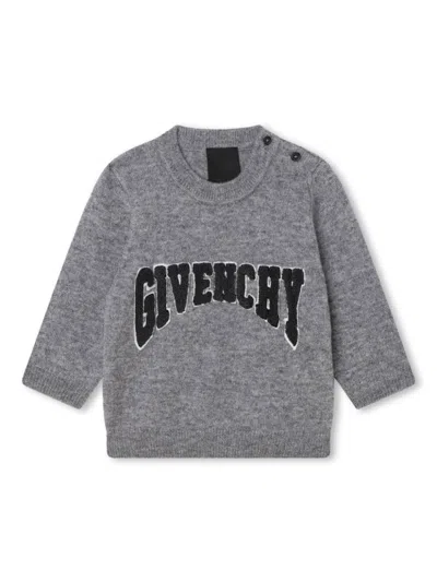 Givenchy Babies' Logo-intarsia Crew-neck Jumper In Grey