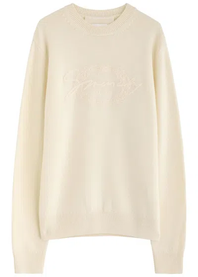 Givenchy Logo-embroidered Wool Jumper In Cream