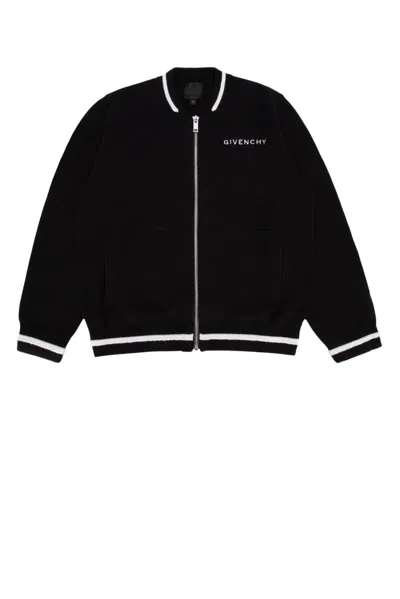 Givenchy Kids' Logo Embroidered Zip-up Cardigan In Nero