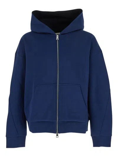 Givenchy Blue Hoodie With Fixed Hood And Logo Lettering On The Front In Cotton Blend Man