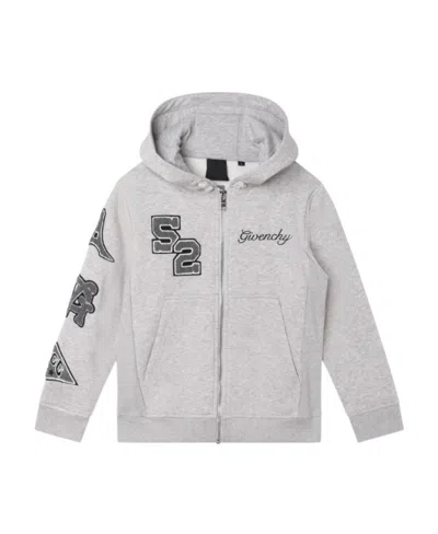 Givenchy Logo-embroidered Zip-up Hoodie In Gray