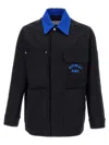 Givenchy Logo Embroidery Overshirt Puffer Jackets Blue In Blue