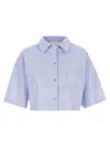 Givenchy Cropped Cotton Shirt With Embroidered Logo In Blue