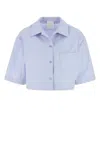 Givenchy Cropped Cotton Shirt With Embroidered Logo In Blue