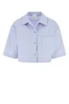 Givenchy Cropped Cotton Shirt With Embroidered Logo In Blue