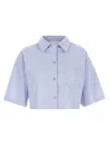 Givenchy Cropped Cotton Shirt With Embroidered Logo In Blue