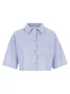 Givenchy Cropped Cotton Shirt With Embroidered Logo In Blue