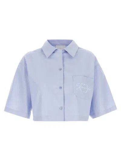 Givenchy Logo Embroidery Shirt Shirt And Blouse In Blue