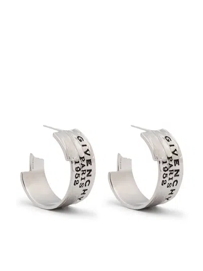 Givenchy Logo-engraved Hoop Earrings In Metallic