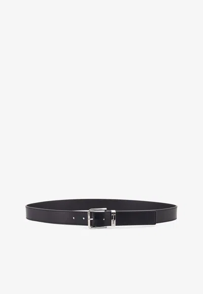 Givenchy Logo Engraved Leather Belt In Black