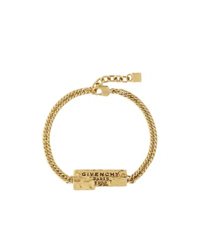 Givenchy Logo Engraved Tape Bracelet In Gold