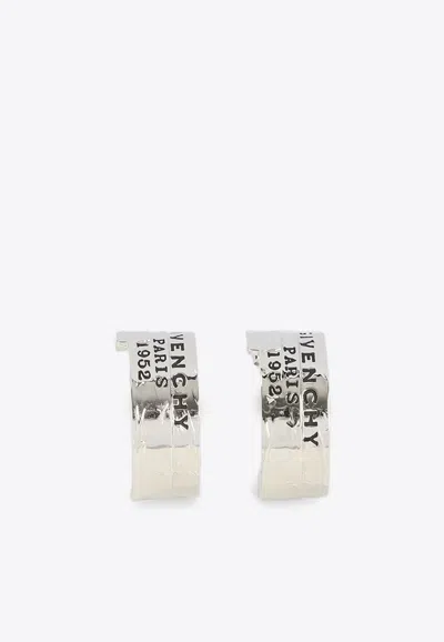 Givenchy Logo Engraved Tape Earrings In Silver