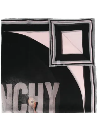 Givenchy Logo Flamingo Print Scarf In Black