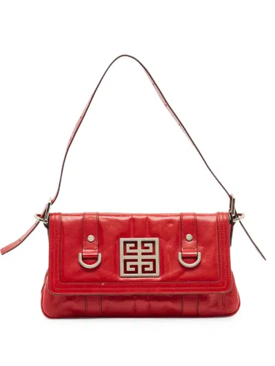 Pre-owned Givenchy Logo Flap Shoulder Bag In Red