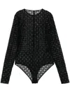 Givenchy Logo Monogram Semi-sheer Bodysuit In 黑色