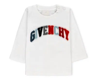Givenchy Babies' Logo Flocked Crewneck T-shirt In White