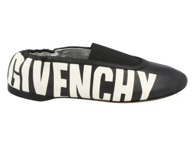 Pre-owned Givenchy Logo Graphic Ballet Flats (women's) Sneakers In Black/white