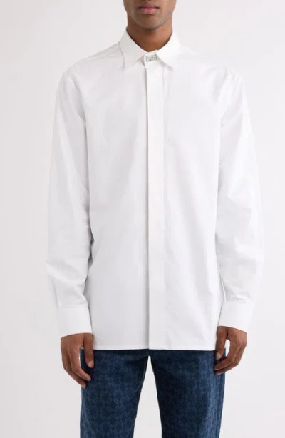 Givenchy Logo Hardware Long Sleeve Cotton Button-up In White