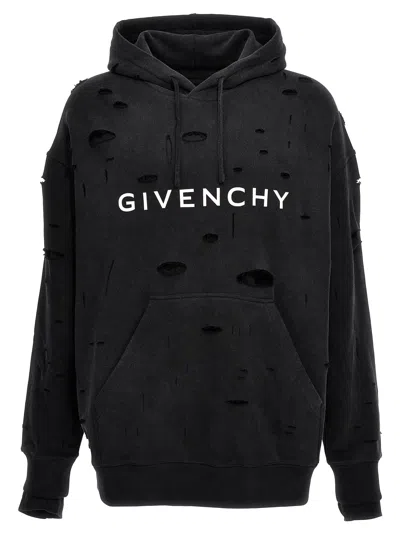 Givenchy Logo Hole Hoodie Sweatshirt In Black