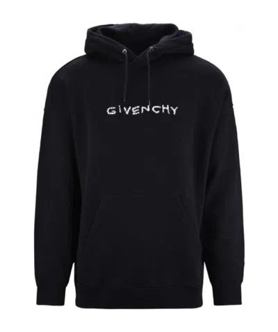 Givenchy Logo Hooded Sweater In Black