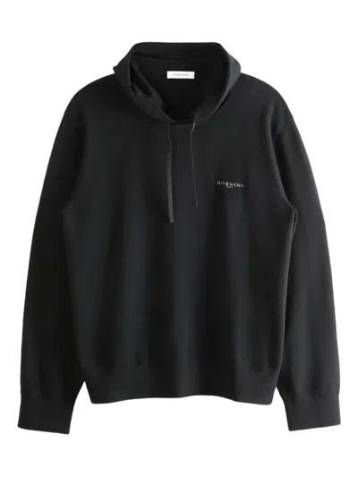Givenchy Logo Hooded Wool Knitwear In Black