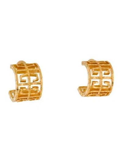 Pre-owned Givenchy Logo Hoop Earrings In Multi