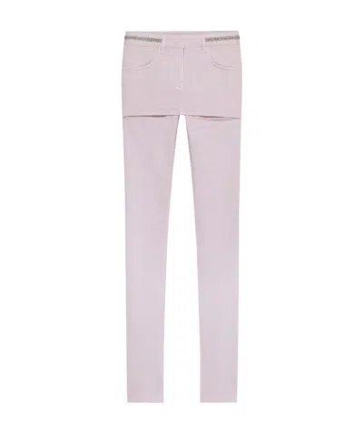 Givenchy Logo Imitation Mini Skirt Trim Slim Jeans In Purple