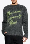 Givenchy Mohair Blend Crew Neck Sweater With Graphic Print In Gray