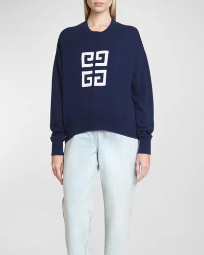 Givenchy Logo Intarsia Cashmere Sweater In Navy