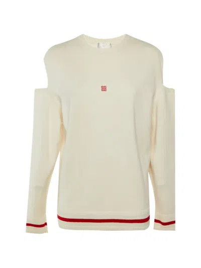 Pre-owned Givenchy Logo Intarsia Cut-out Sweater In Neutral