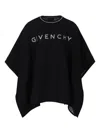Givenchy Reversible Black Cape For Girl With Logo And 4g Motif In Black
