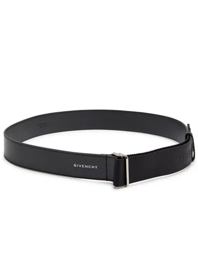 Givenchy Logo-jacquard Canvas And Leather Belt In Black
