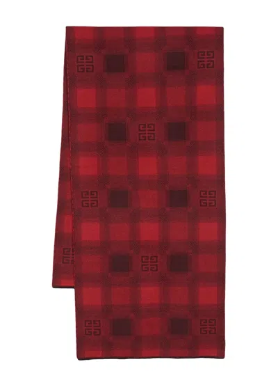 Givenchy Logo-jacquard Checked Scarf In Red
