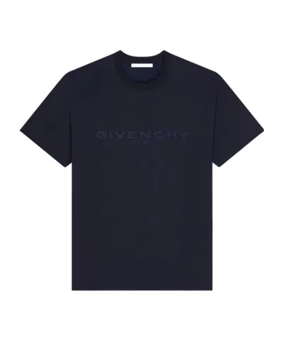 Givenchy Logo Jacquard Crewneck T-shirt In Blue