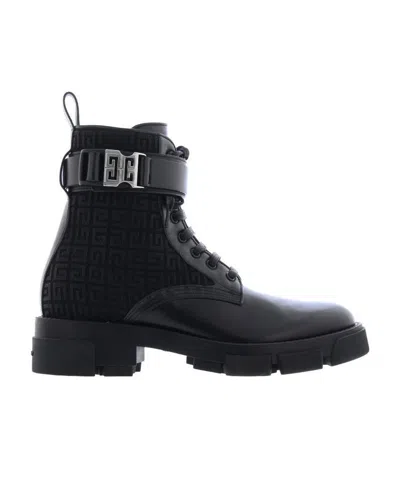 Givenchy Logo Jacquard Lace-up Ankle Boots In Black