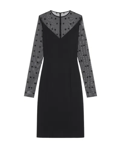 Givenchy Bi-material Dress With 4g Motif In Black