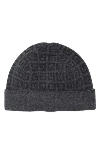 Givenchy Logo Jacquard Wool & Cashmere Beanie In Gray